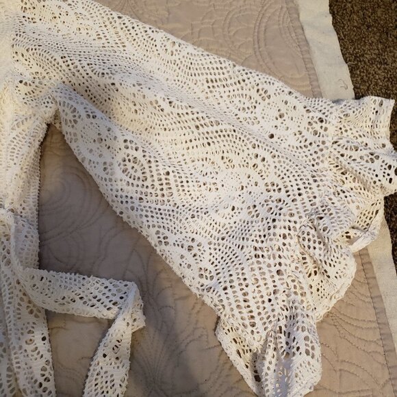 Emma & Michele Large Cream Net Crochet Lined Dress - Picture 8 of 10